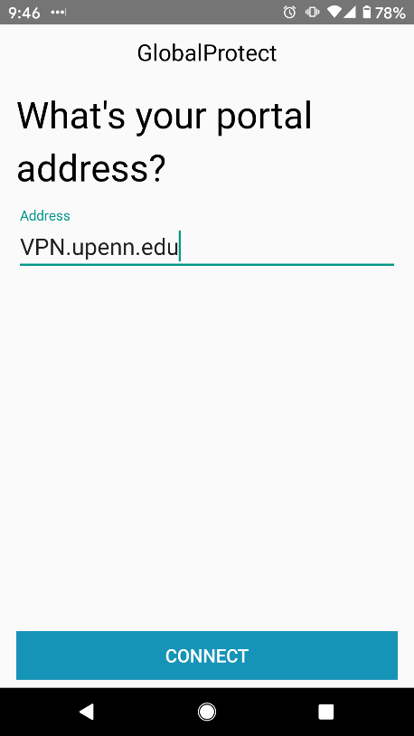 Example of adding / editing the portal address on Android