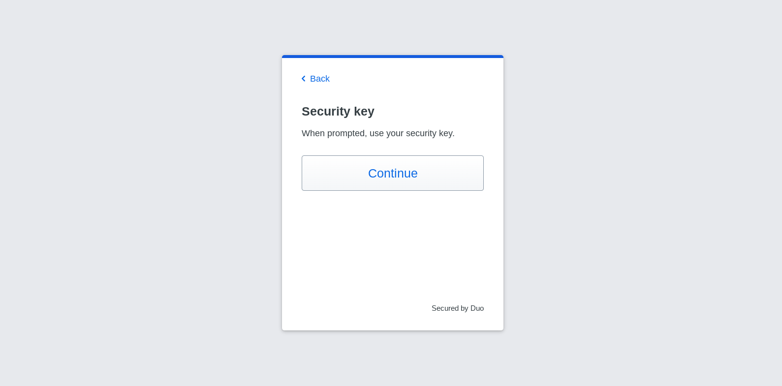Duo when prompted use your security key screen