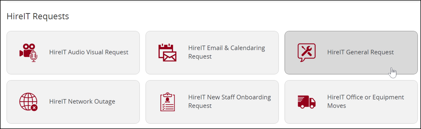 If you can't find your specific request, a General Request is an option.