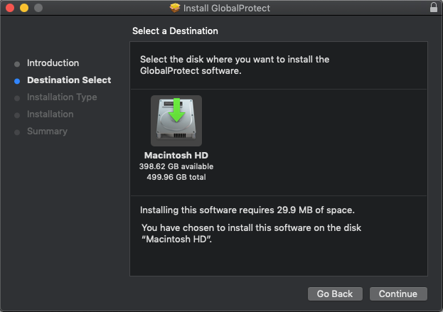Screenshot of MacOS installer