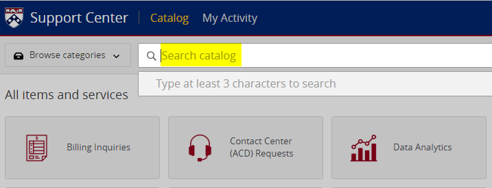 Searching catalog by keyword